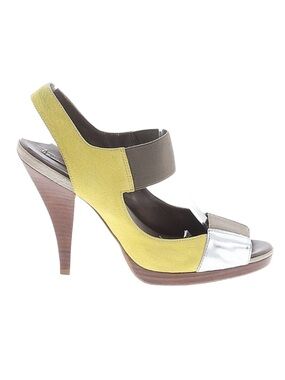 BCBGMaxAzria ~ Yellowish/Green and Brown 4”Heels with Silver Accents size 8